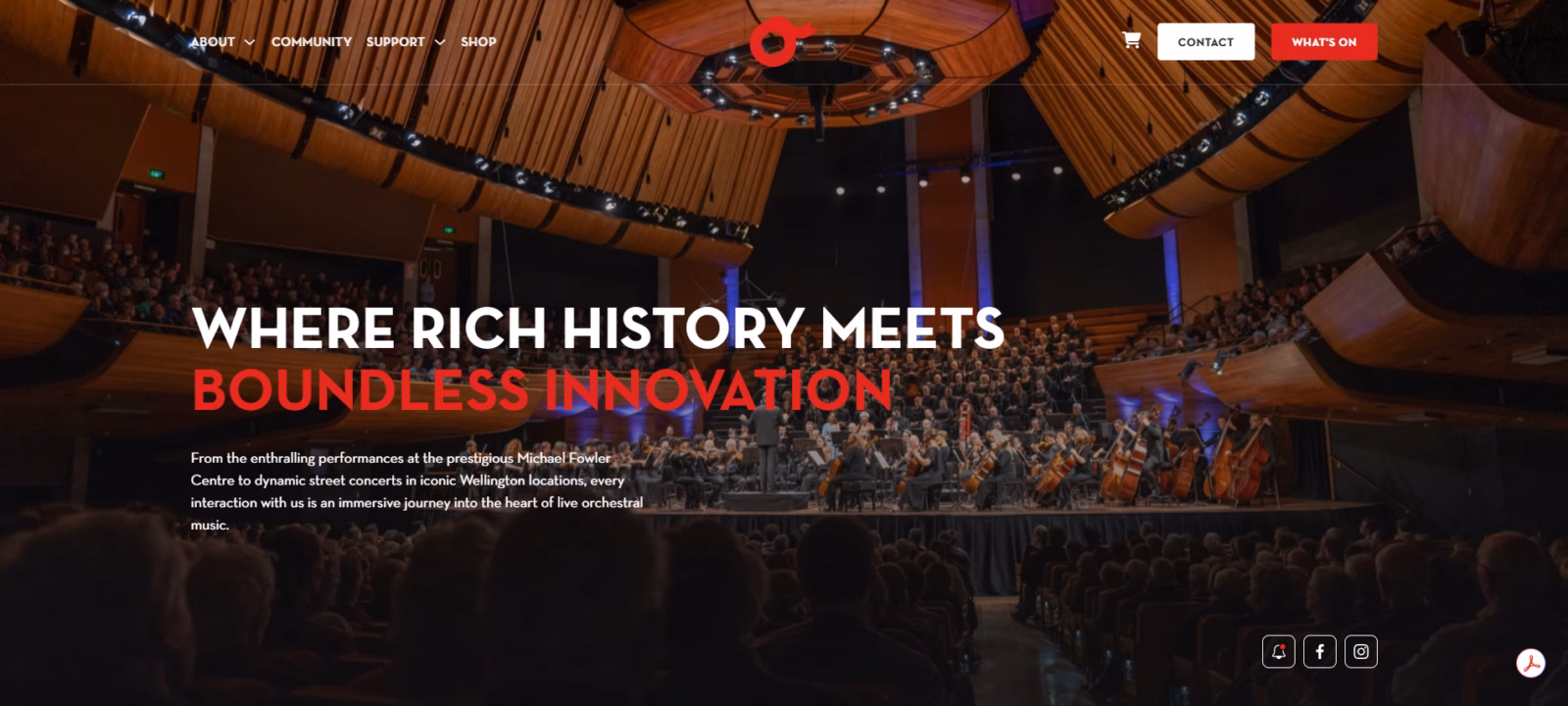 A screengrab of Orchestra Wellington's new website - our digital front door.